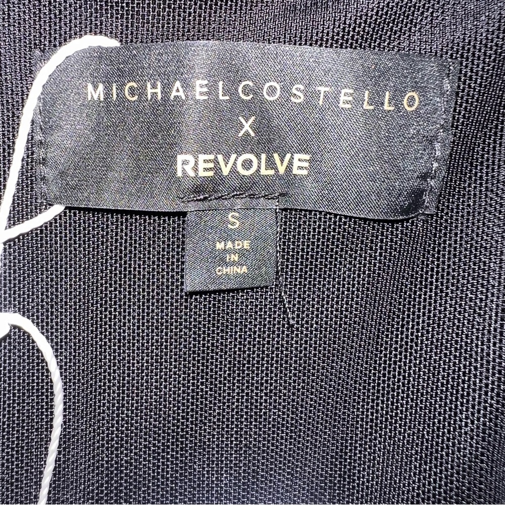 NWT Michael Costello X Revolve Black Faux Leather Maxi Dress Gold Chain Straps S - Picture 11 of 14